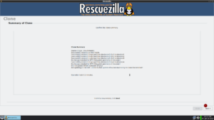 RescueZilla klonování disku - Dokončeno